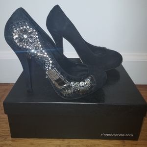 🖤 Dolce Vita suede black pumps with beautiful stones size 7